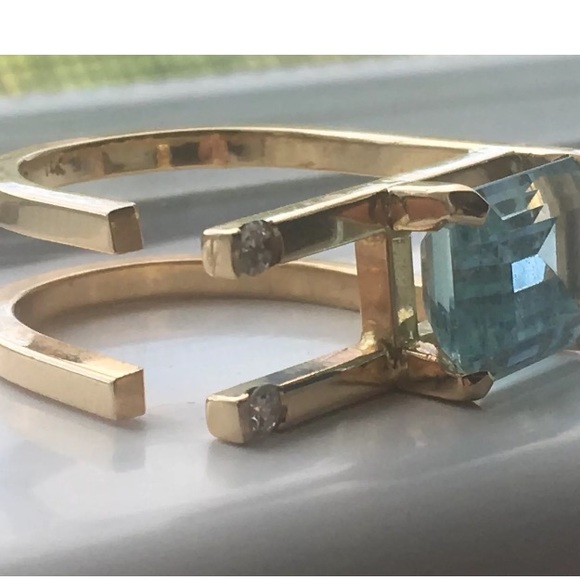 Lady gold aquamarine diamond Betty Cook - Picture 2 of 7